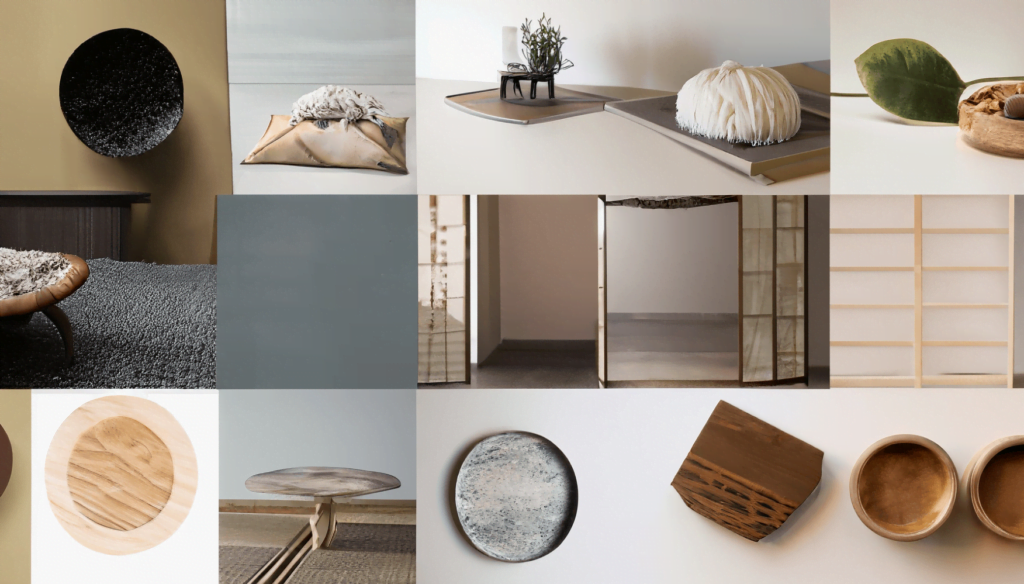 A collage showing the fusion of Japanese and Scandinavian design elements