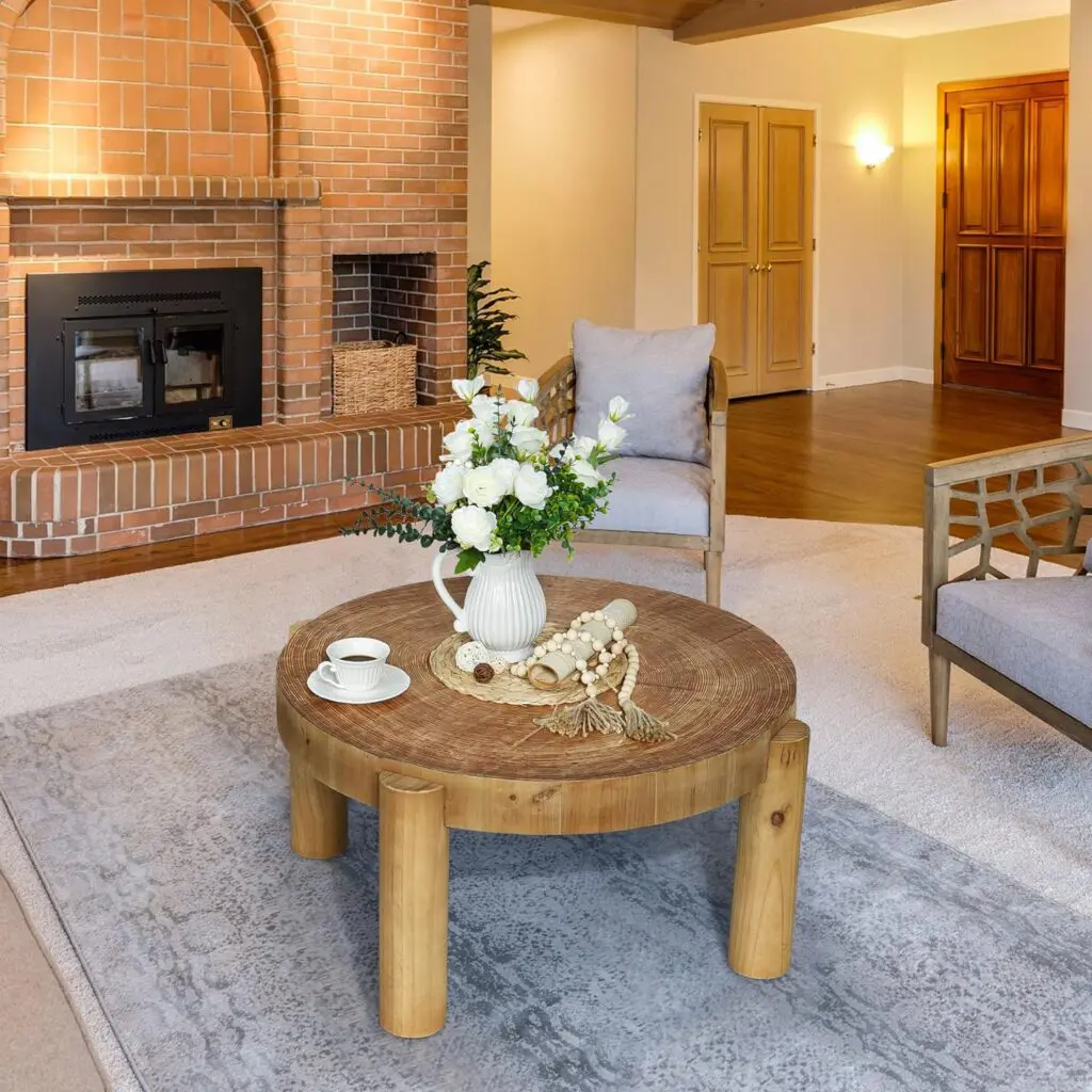 Boho wooden coffee table