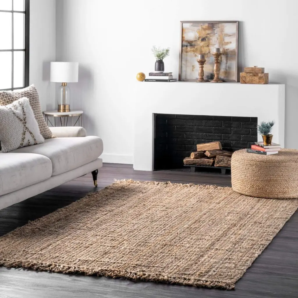 boho living room with a Chunky Jute Area Rug Boho Decor