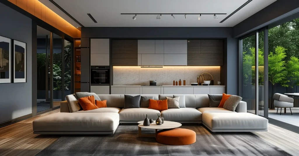 Interior designed living room showcasing Complementary Colors