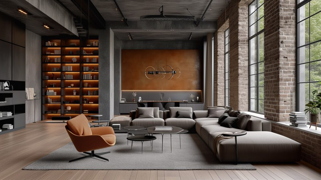 Industrial minimalist living room