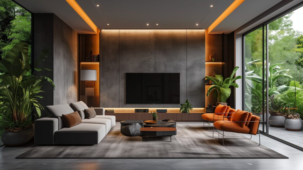 Midcentury modern minimalist living room