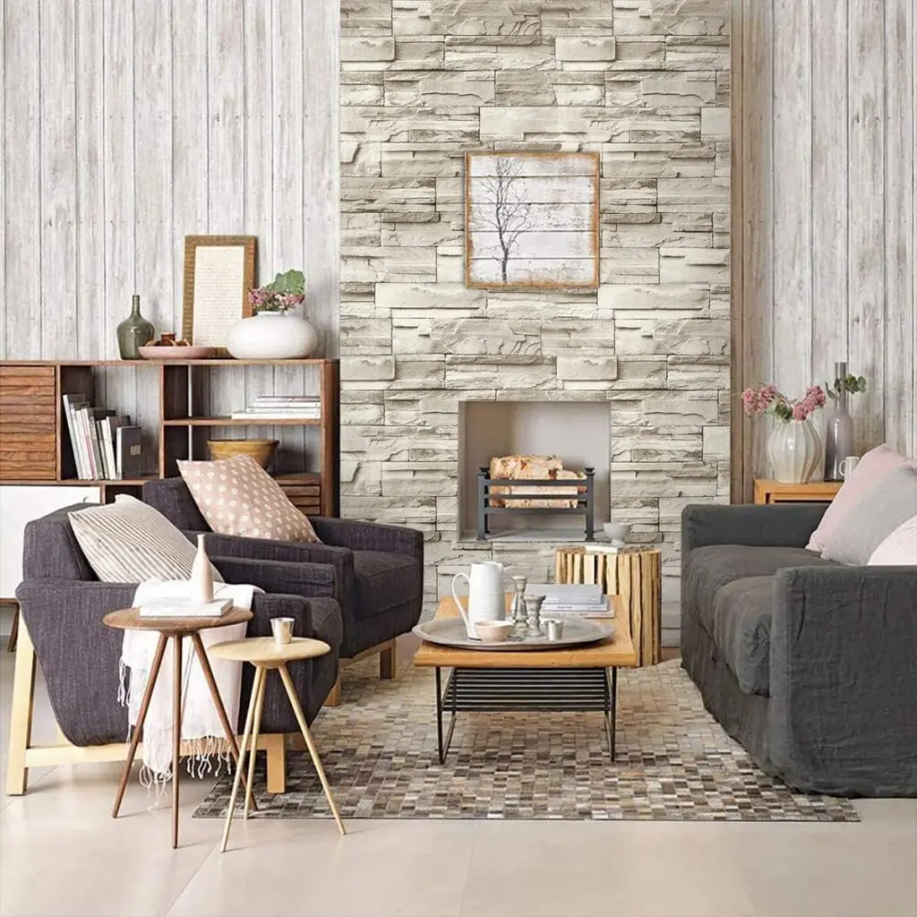 Peel and Stick Removable Wallpaper | 11 Best peel and stick wallpaper styles 12 Stone Brick Peel and stick Wallpaper