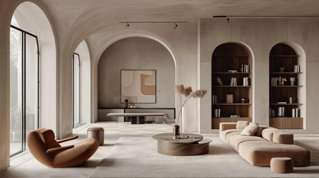 a modern interior design with 80s design furniture