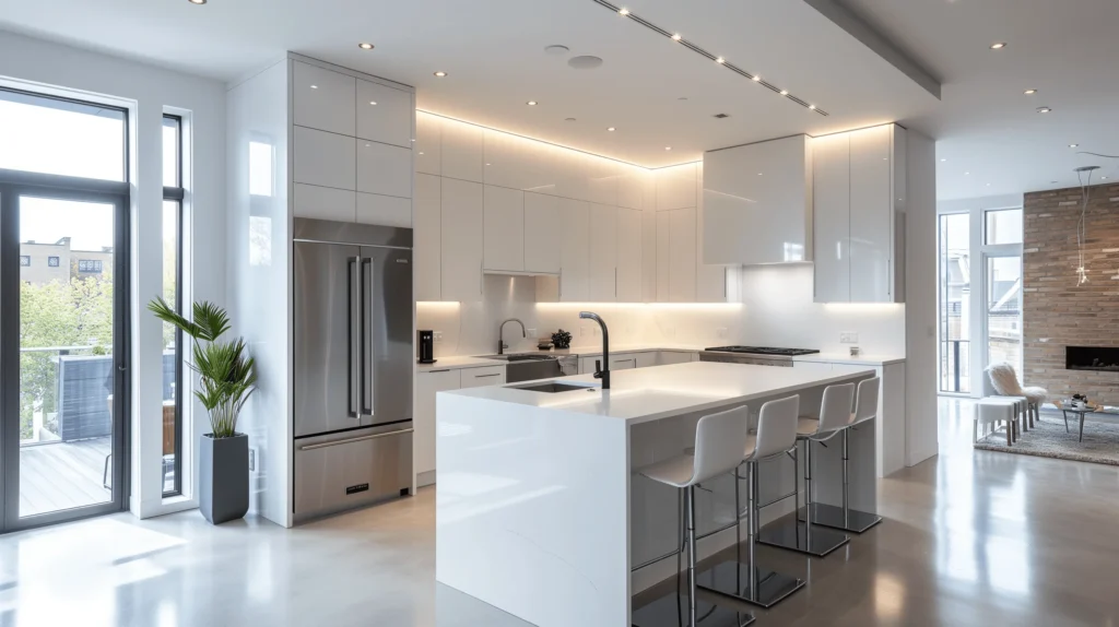 L-shaped kitchen layout minimalist modern kitchen
