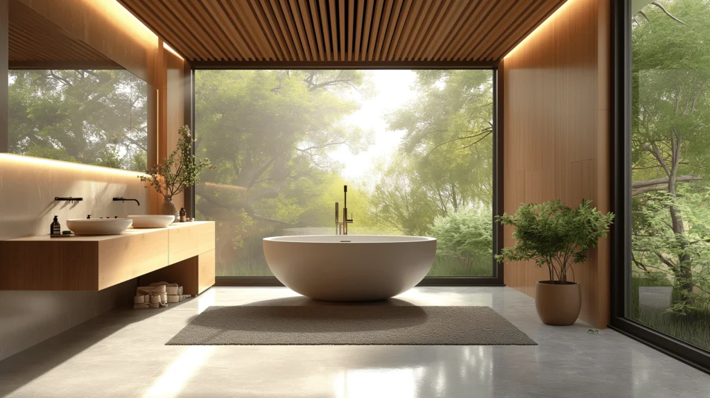 modern bathroom showcasing elegant bathroom fixtures