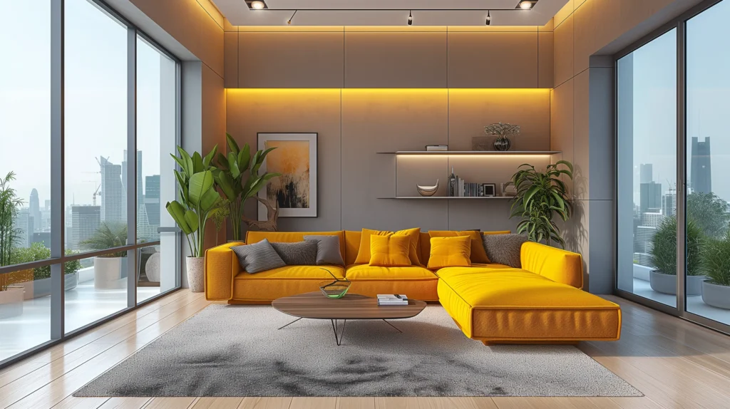an interior designed room showcasing a modern minimalistic design