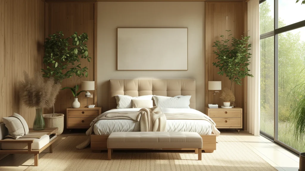 modern bedroom with Neutral colors