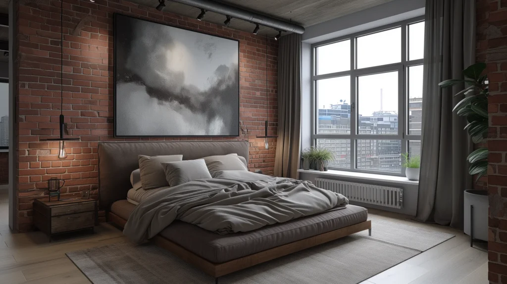 modern loft style bedroom where industrial chic meets